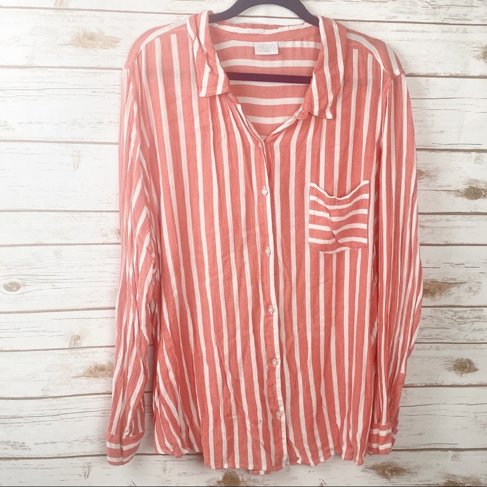 COPY - Abound Plus Size Red Stripe Button Down Sz.3x